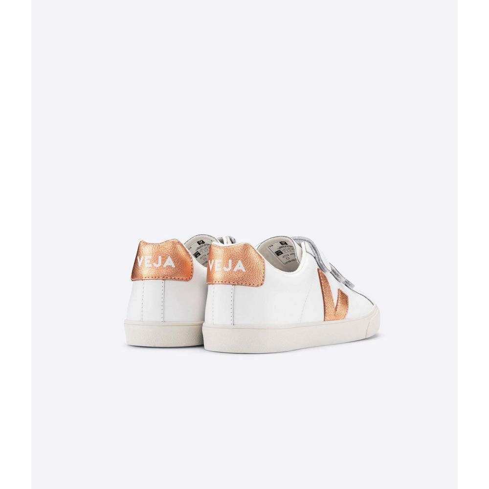 Veja 3-LOCK LEATHER Sneakers Dames White/Orange | BE 604UZG